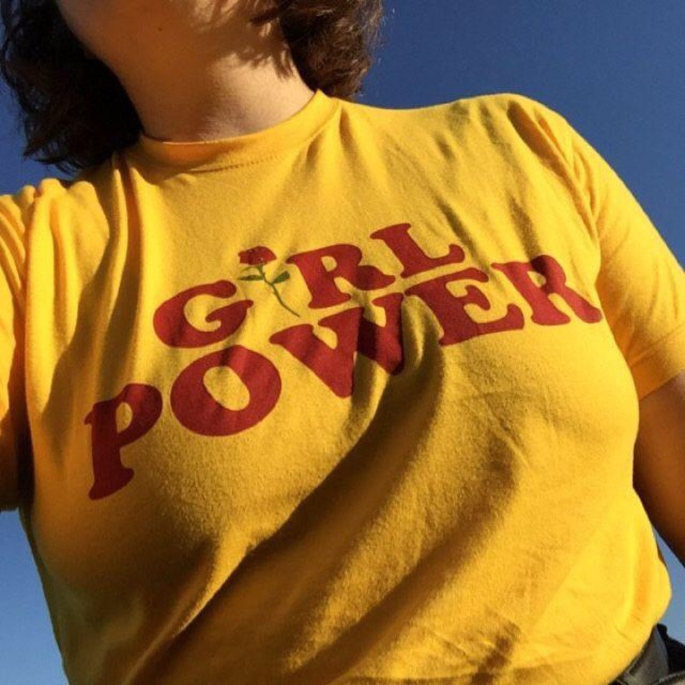 large yellow girl power tee